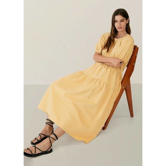 Mango Poplin Voluminous Dress Pockets New - Picture 5 of 9